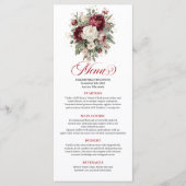 Carte de Menu Floral Végétal Chic Boho Marsala (Devant)