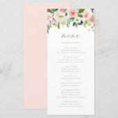 Carte de menu florale aquarelle romantique pêche o (Devant / Derrière)