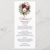 Carte de menu florale boho or Marsala sophistiquée (Devant)