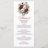 Carte de Menu Florale de Feuillage Rouge Profond T (Devant)