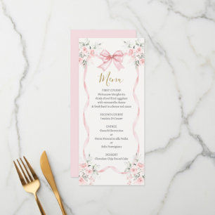 Carte de menu florale rose Love Shack
