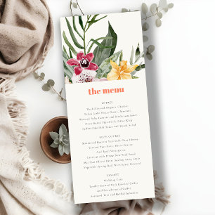 Carte de menu Flore Tropicale Peach Blush Boho Élé