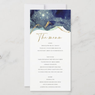 Carte de menu Fluid Abstrait Ink Gold Navy Parties