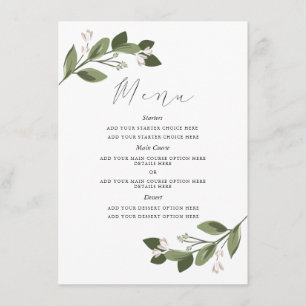 Carte de menu Flushing Sprigs avec dossier rose