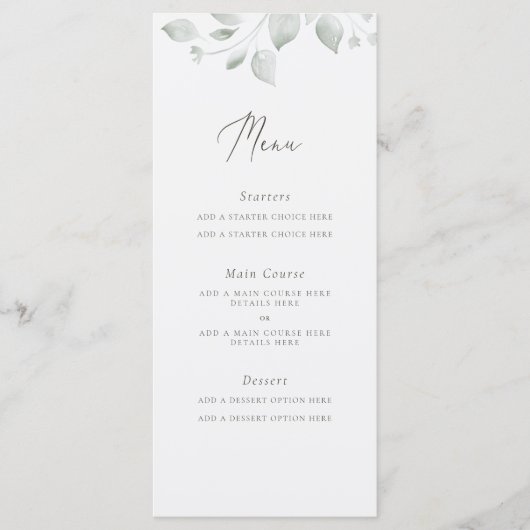 Carte de menu Foliage Dreamy (Devant)