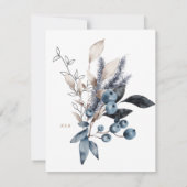 Carte de menu Frosty Winter Floral Mariage Diner (Dos)