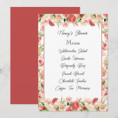 Carte de Menu Fruits et Fleurs Roses Botaniques d' (Devant / Derrière)