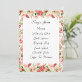 Carte de Menu Fruits et Fleurs Roses Botaniques d' (Debout devant)