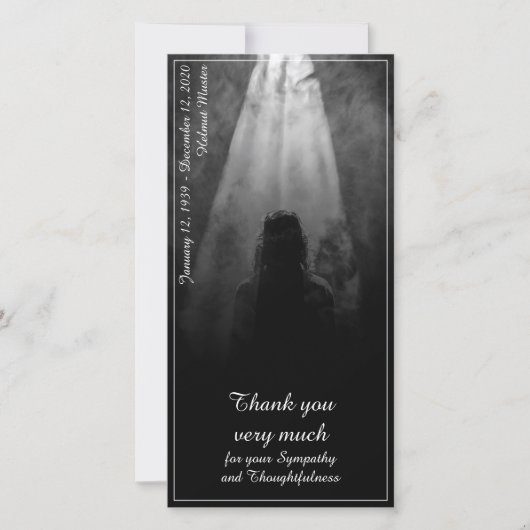 Carte de menu funéraire dans la lumière (Devant)