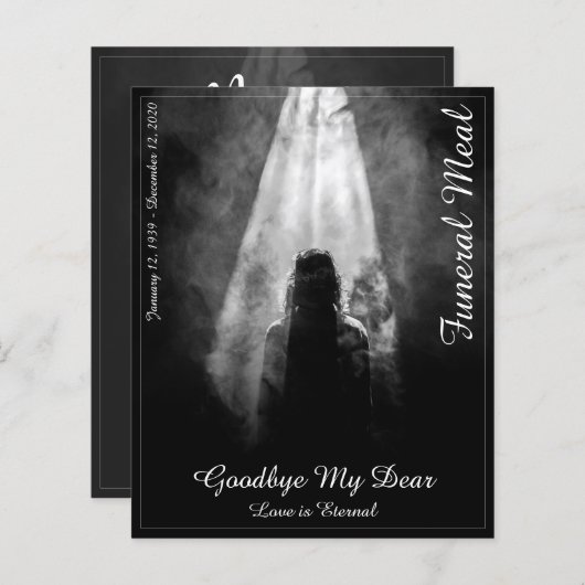 Carte de menu funéraire dans la lumière (Devant / Derrière)