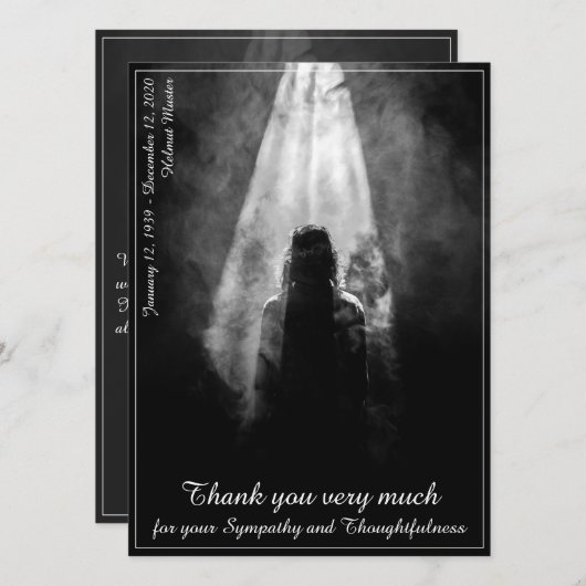 Carte de menu funéraire dans la lumière (Devant / Derrière)