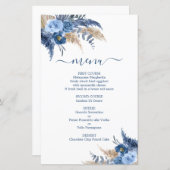 Carte de menu Garçon en laiton Blue Pampas (Devant / Derrière)