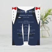 Carte de menu Gay bleu et blanc personnalisée (Debout devant)