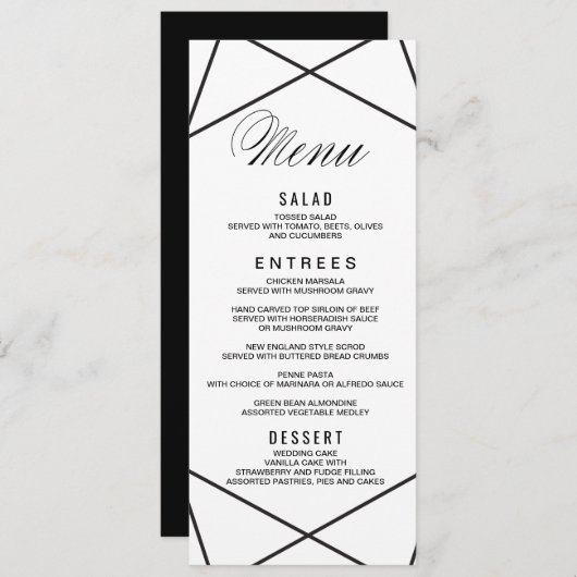 Carte de menu géométrique moderne (Devant / Derrière)