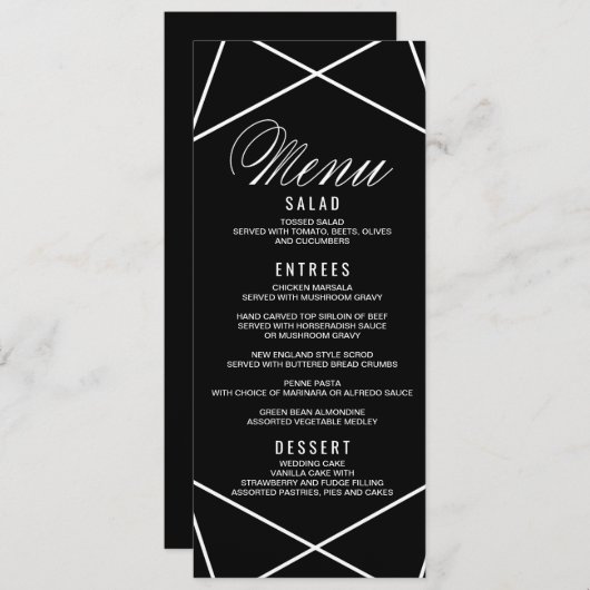 Carte de menu géométrique moderne (Devant / Derrière)