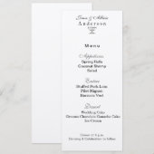 Carte de menu Glace Argentée pour Mariages & Galas (Devant / Derrière)