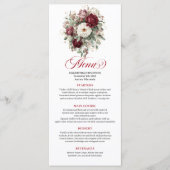 Carte de Menu Glam Fleurs Rouge Profond Eucalyptus (Devant)