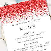 Carte de menu Glam Red Parties scintillant Christm