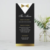Carte de menu Gold & Black Tuxedo, moderne, formel (Debout devant)