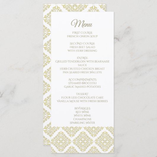 Carte de menu Gold Filigree (Devant / Derrière)