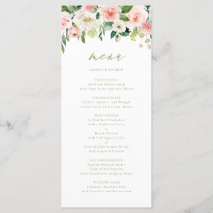 Carte de menu Gold Peach Florals