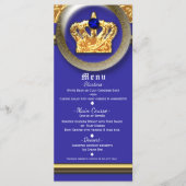 Carte de menu Gold & Royal Blue Crown (Devant)