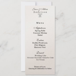 Carte de menu Gold Shimmer pour Mariages et Galas