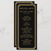 Carte de menu Great Art Deco Black Gold Mariage (Devant / Derrière)