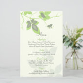 Carte de menu Green Grey Birds et Mariage Feuille (Debout devant)