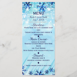 Carte de menu Hiver Merveilleux Argent et Bleu