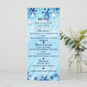 Carte de menu Hiver Merveilleux Argent et Bleu (Debout devant)
