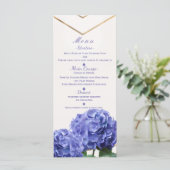 Carte de menu Hydrangea Flowers & Gold Elegant Wed (Debout devant)