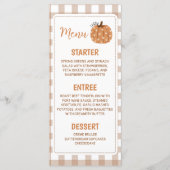 Carte de menu imprimable Citrouille Gingham 4x9 (Devant)