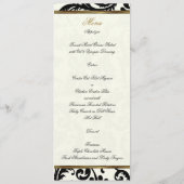 Carte de menu Ivory, Gold, Black Mariage damassé (Dos)