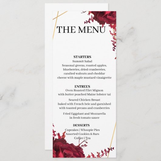 Carte de menu Jeu 10 moderne (Devant / Derrière)