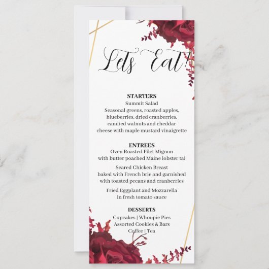 Carte de menu Jeu 11 moderne (Devant)