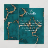 Carte de menu Kintsugi en agate sarcelle et or (Devant / Derrière)