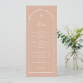 Carte de menu Long Blush Pink Arch Cross Baptiser (Debout devant)