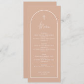 Carte de menu Long Blush Pink Arch Cross Baptiser (Devant / Derrière)