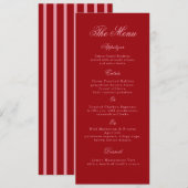 Carte de menu longue et audacieuse rose rouge pour (Devant / Derrière)