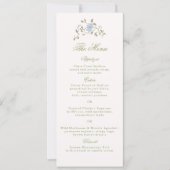 Carte de menu longue et haute mariage floral chint (Devant)