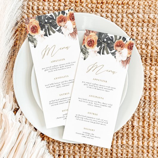Carte de menu longue Mariage KINSLEY Boho Terracot