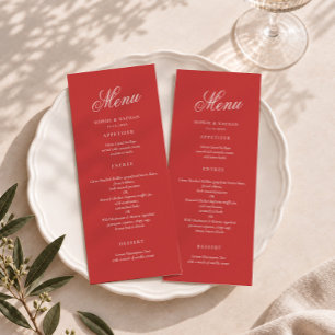 Carte de menu longue pour mariage au ton rose fram