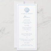Carte de menu longue pour mariage côtier bleu mini (Devant)