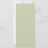 Carte de menu longue vert sauge pour mariage côtie (Dos)