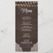 Carte de Menu Lumière à Cordes en Bois Rustique (Devant)