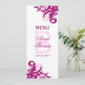 Carte de menu Magenta Flourish (Debout devant)