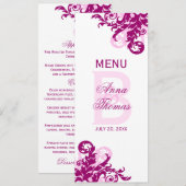 Carte de menu Magenta Flourish (Devant / Derrière)
