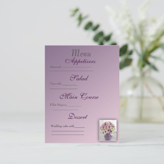 Carte de menu mariage (Debout devant)