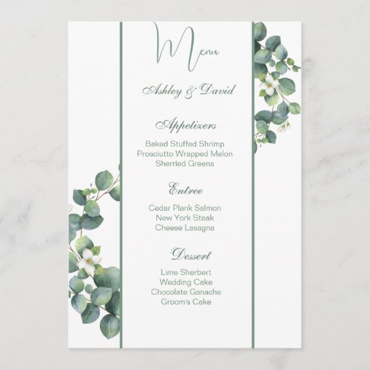 Carte de menu mariage (Devant)